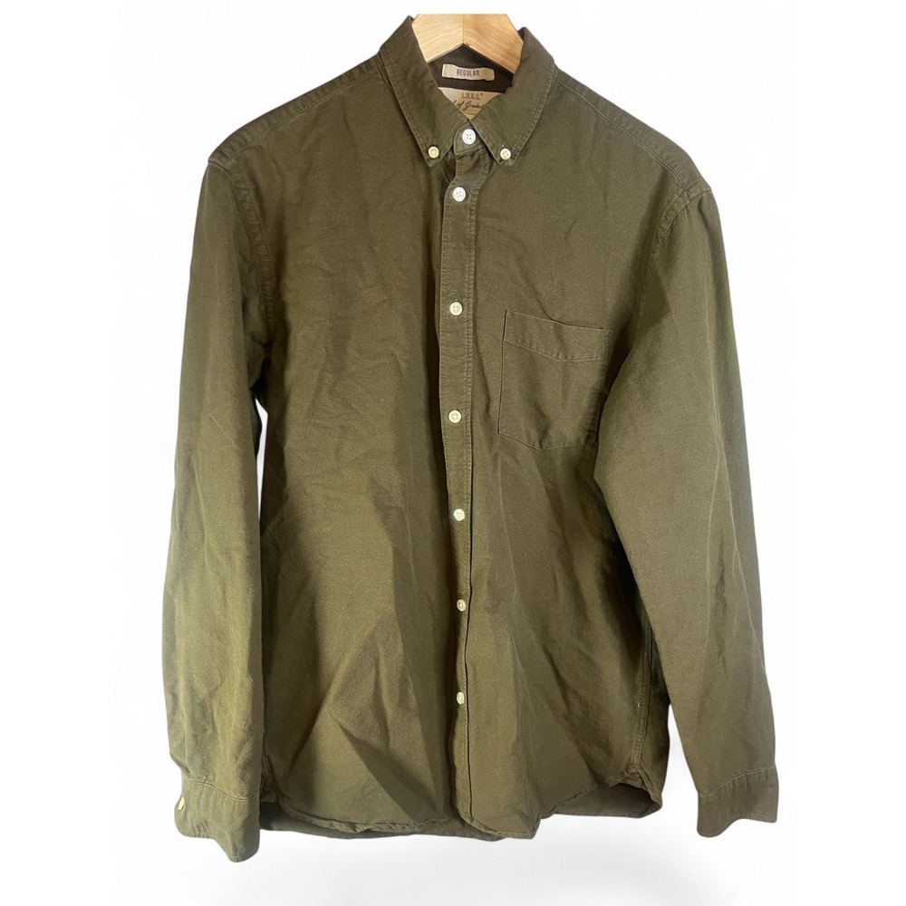 L.O.G.G. Label of Graded Goods Mens Medium Olive Green Cotton Button Down Shirt